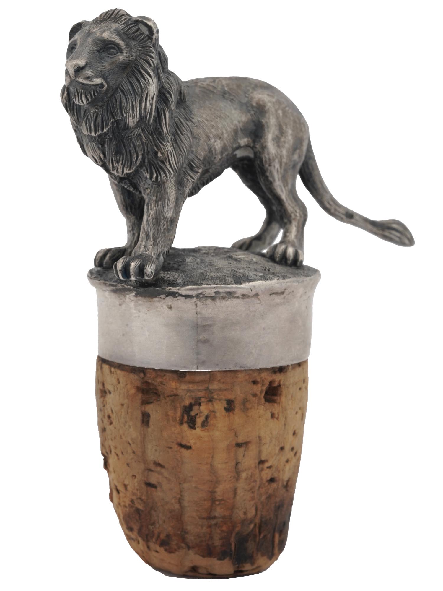 RUSSIAN SILVER LION FIGURINE CORK STOPPER PIC-0